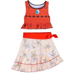 Disney Store Girls Moana Deluxe Two-Piece Swim Set (L)
